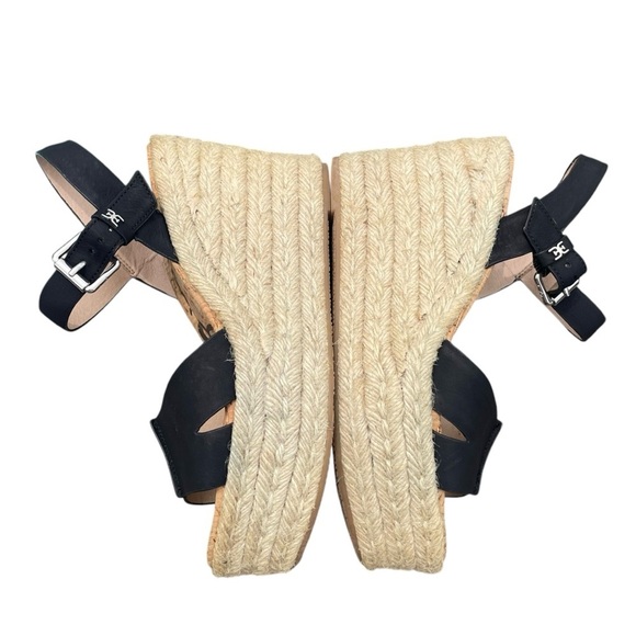 Sam Edelman Maura espadrille suede wedge sandals open-toe black womens 8 - Picture 6 of 10